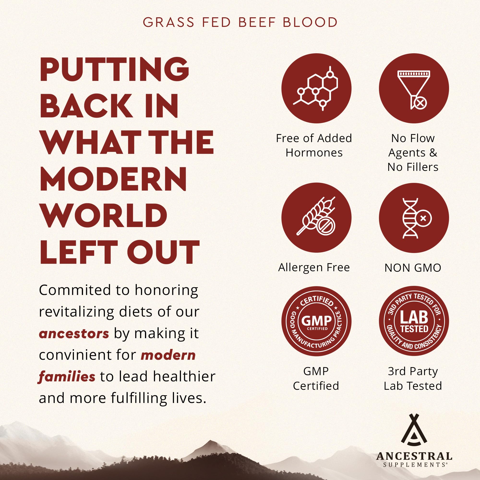Ancestral Supplements Grass Fed Blood is Blood, Liver & Spleen Formula — 180 Capsules