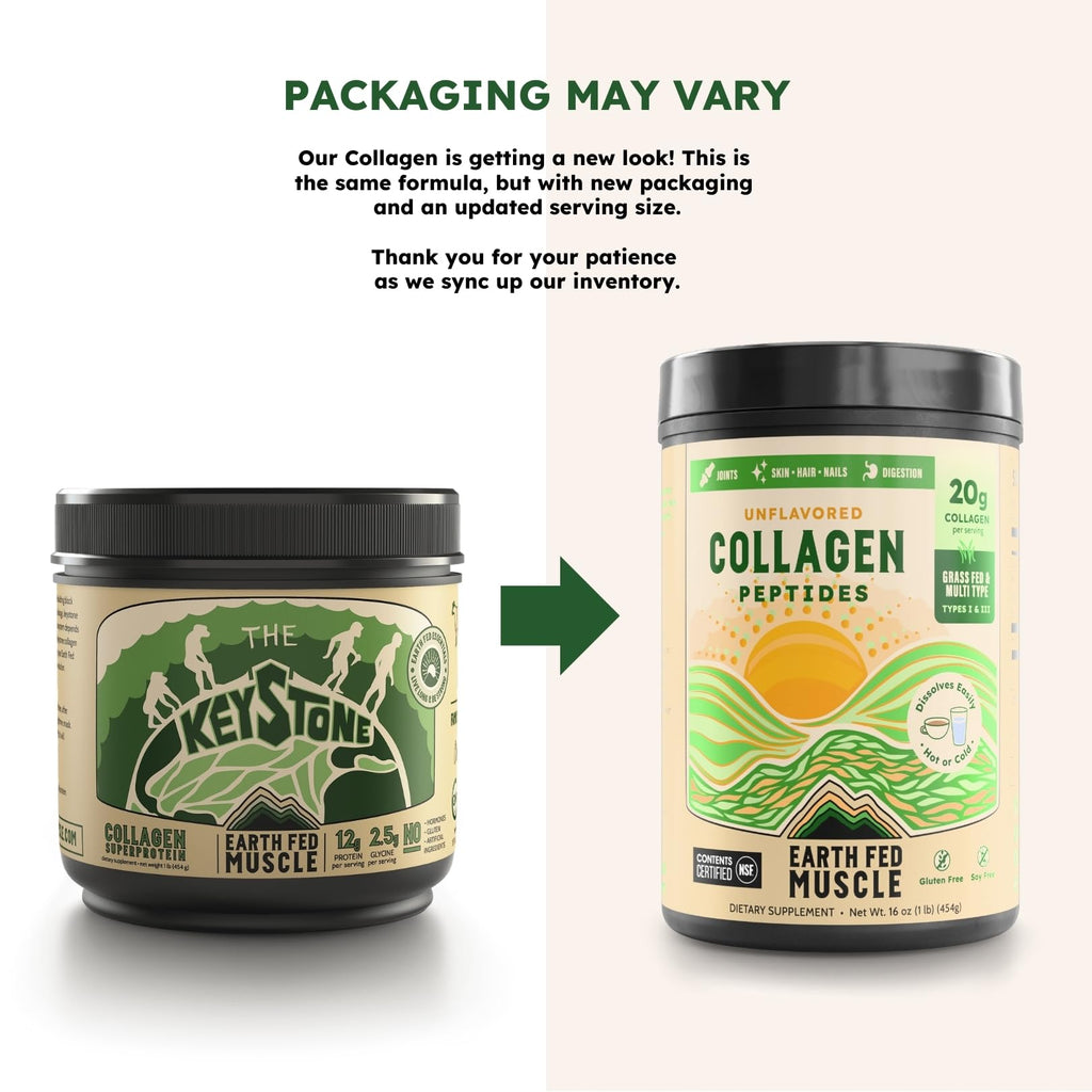Earth Fed Muscle Collagen Peptides Powder – Unflavored, 20g per Serving | Hair, Skin & Nails Support | Keto & Gluten-Free