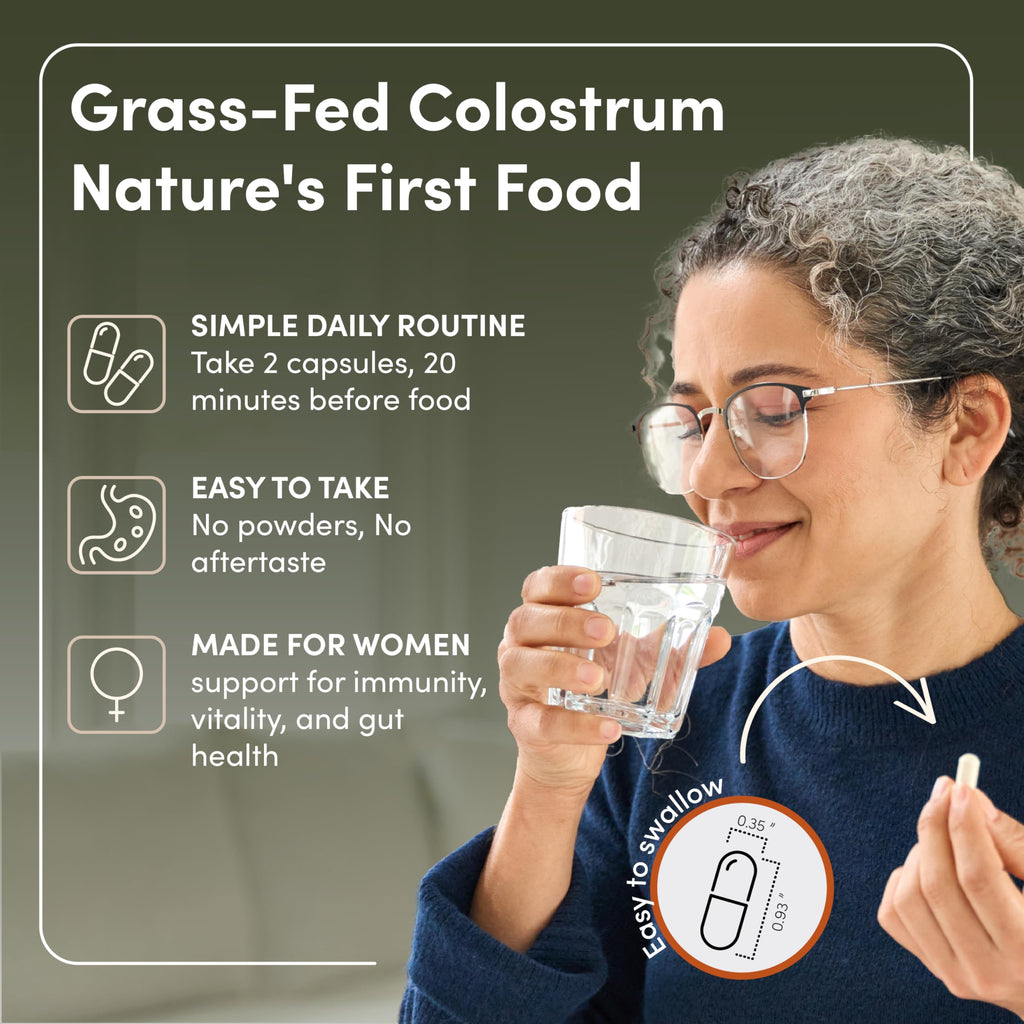 RHEASILVIA Rhea Bovine Colostrum Capsules for Women | Gut Health, Immune Support, Digestive Wellness