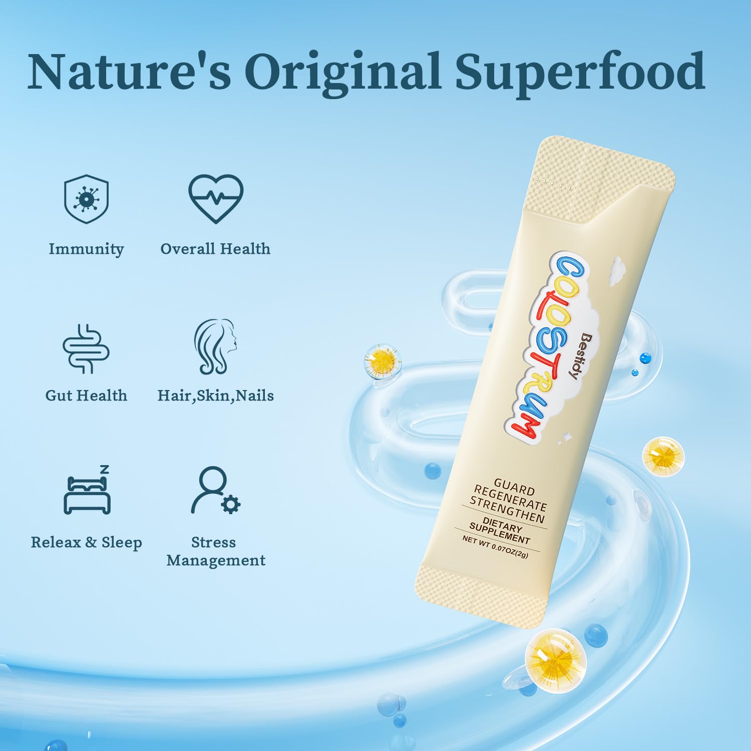 Bestidy Colostrum Supplement | Colostrum Powder for Gut, Skin & Hair | 60 Servings (4.23 oz)