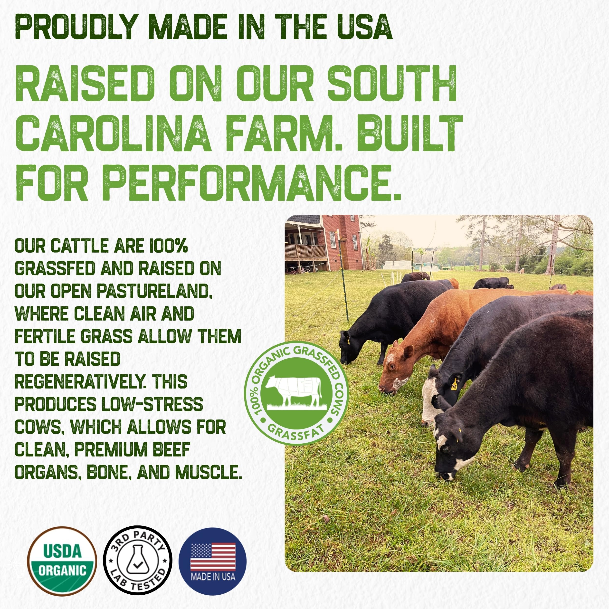 Grassfat USDA Organic 100% Grassfed Beef Organs Supplement – Made in USA | 30 Servings