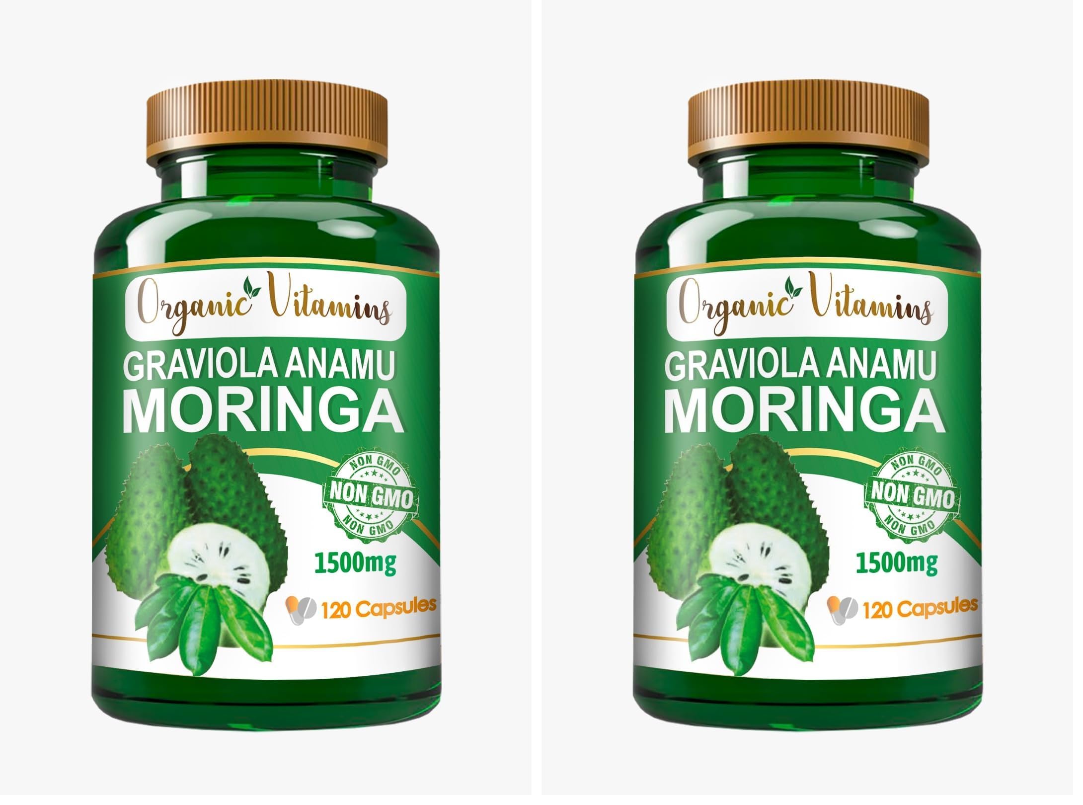 Graviola Soursop Green Superfood for Antioxidant Support (120 Capsules Pack of 2)