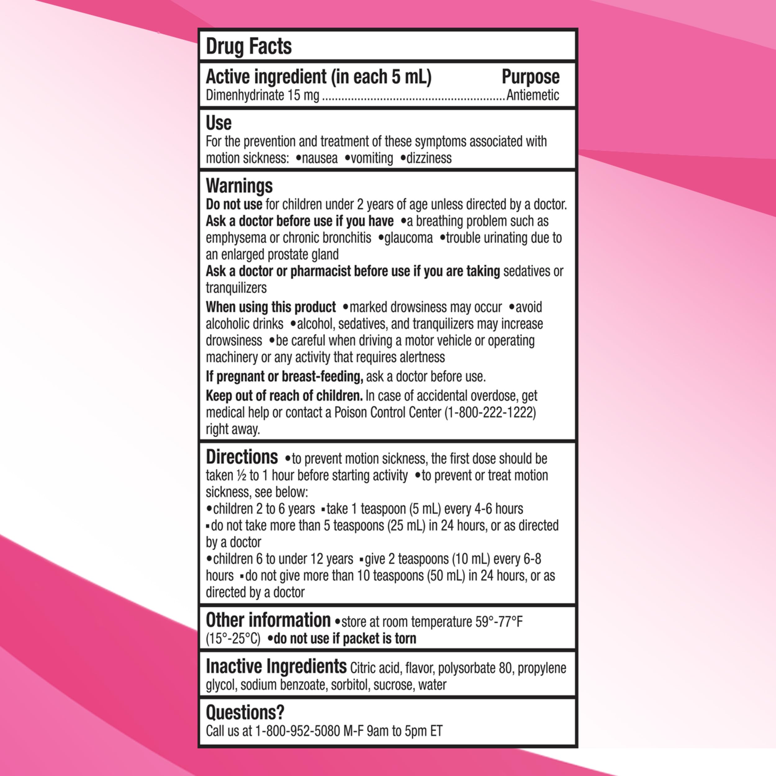 Gravol Kids Liquid – Motion Sickness Relief for Children, 2.5 fl oz (75 ml)