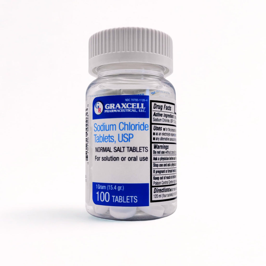 Graxcell Sodium Chloride Tablets 1g | Electrolyte Support for POTS & Dysautonomia | 100 Count | Made in USA
