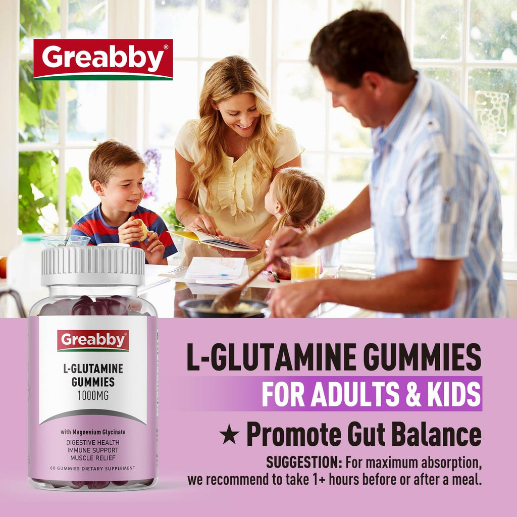 GREABBY L Glutamine 1000mg Gummies – Immune Support & Muscle Relief (60 Count)