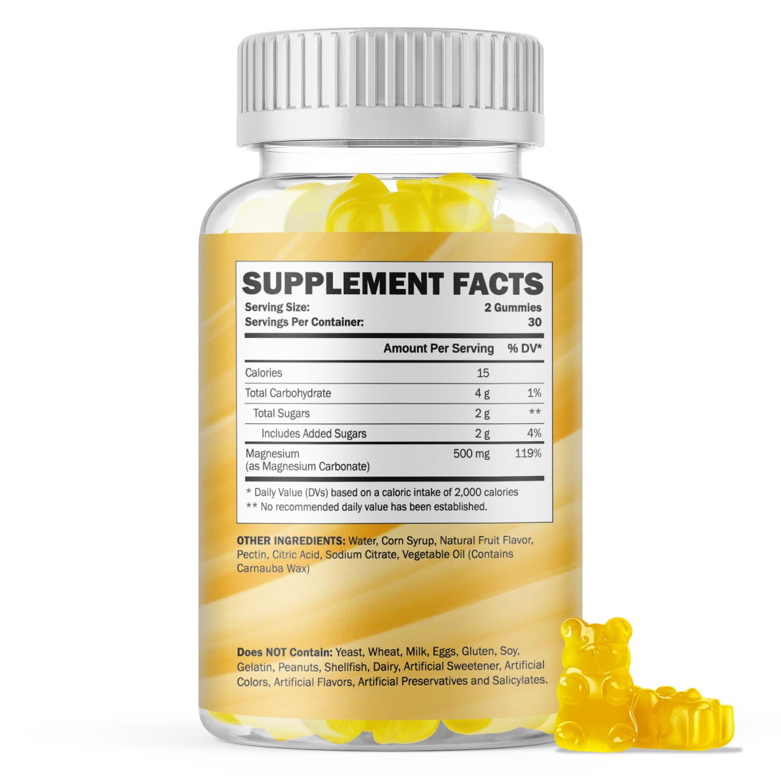 GREABBY Magnesium Carbonate Gummies 500mg – Digestive & Muscle Support, Vegan Pineapple, 60 Chewables