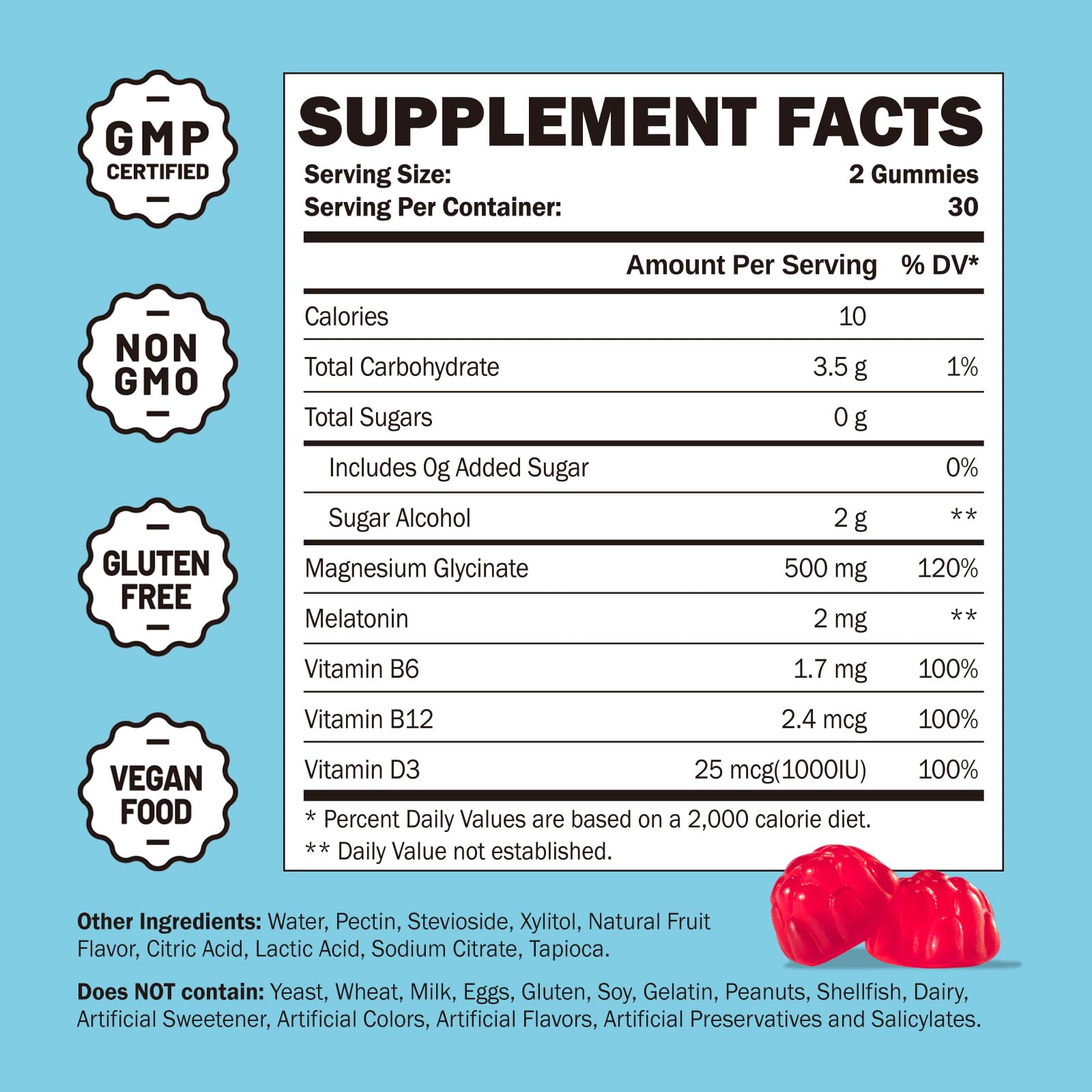 Greabby Magnesium Glycinate Gummies 500mg – Sleep Support for Adults (60 Gummies)