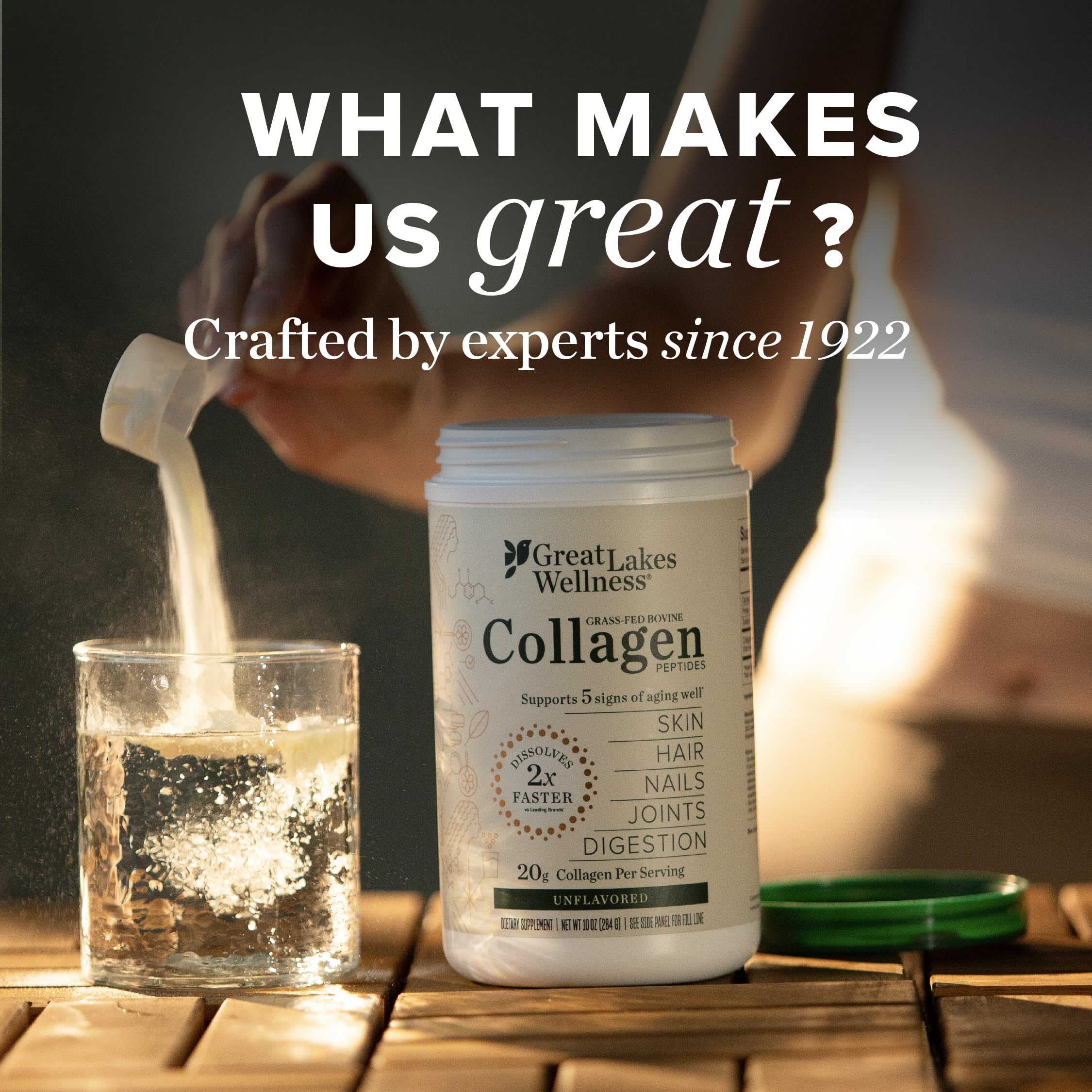 Great Lakes Wellness Collagen Peptides Powder — Unflavored, 20 g per Serving, 4 lb Value Pouch | Keto, Kosher, Non-GMO