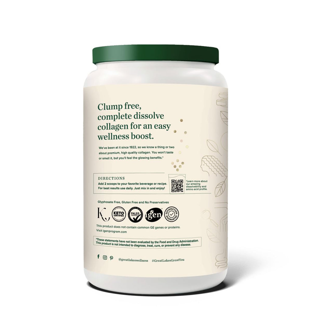 Great Lakes Wellness Collagen Peptides – Unflavored, 32 oz, 20 g/serving