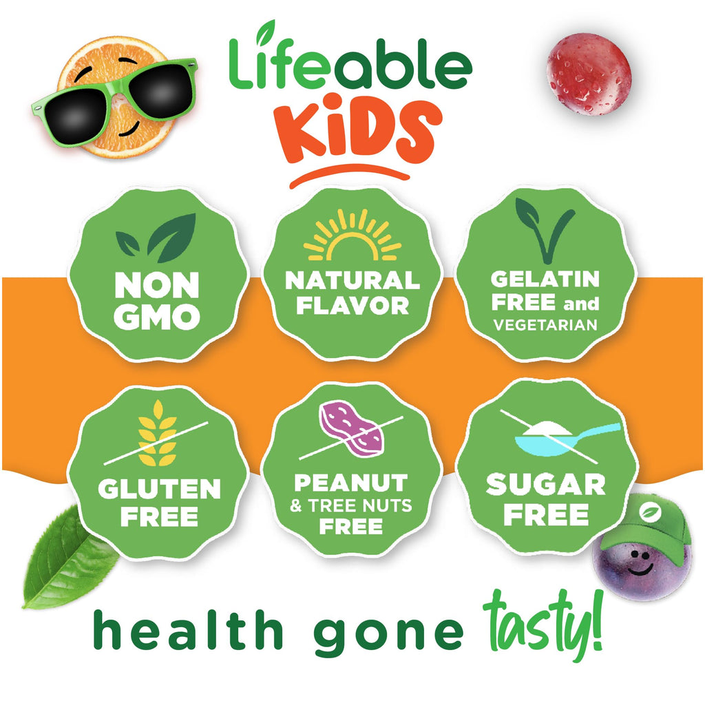 Lifeable Sugar Free Prebiotic Kids Fiber Gummies – 4g Fiber, Vegetarian, Digestive Health | 90 Probiotics Gummies