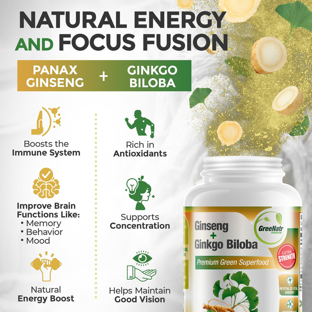GreeNatr Ginkgo Biloba & Panax Ginseng Moringa Bundle – Immune & Energy