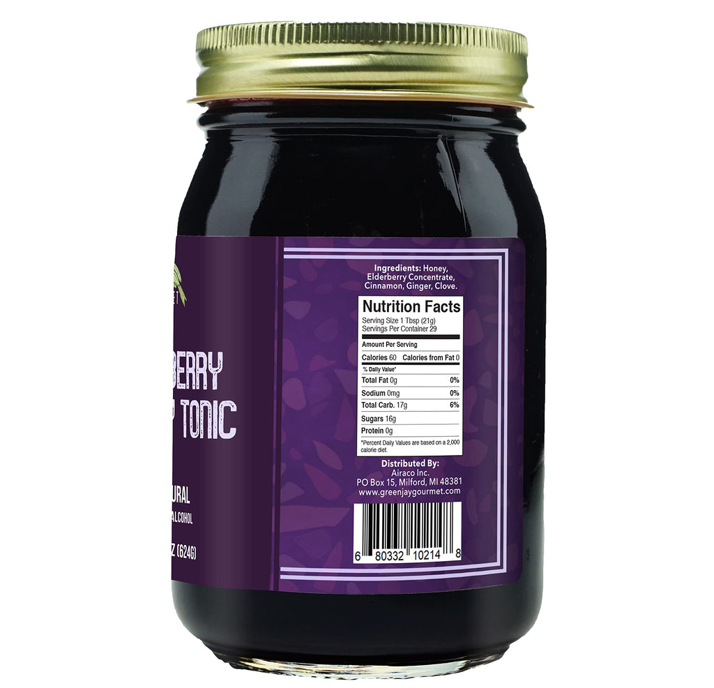 Green Jay Gourmet Elderberry Tonic – All Natural Immune Support (2 x 22 oz)