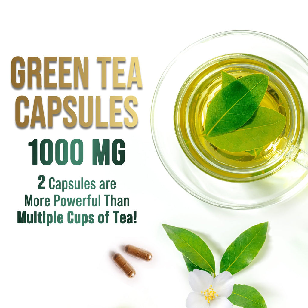 Green Tea Extract Capsules 1000mg - 45% EGCG, 98% Polyphenols | 60 Capsules