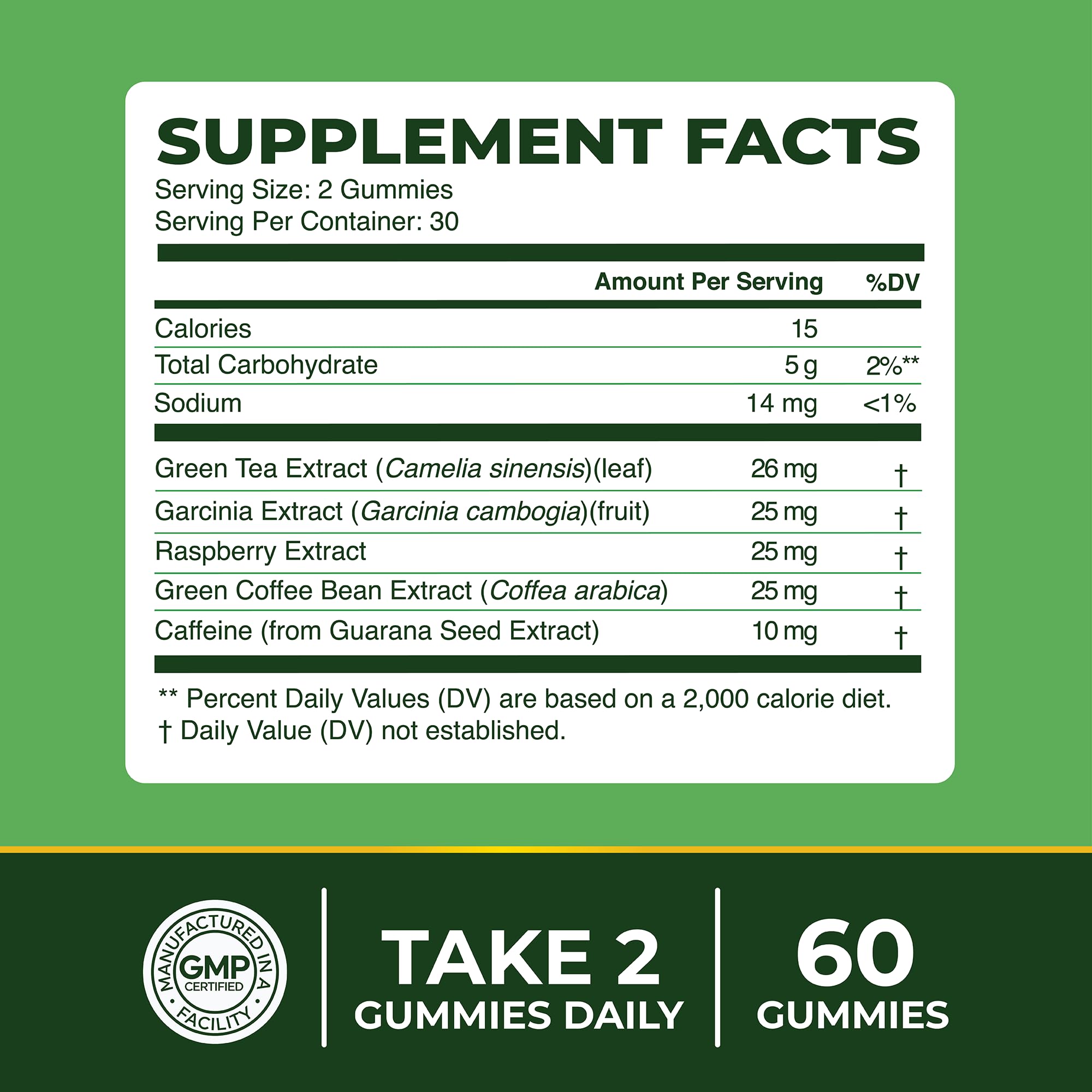 Green Tea Fat Burner Gummies for Weight Loss – Metabolism Boost & Appetite Support | 60 Count