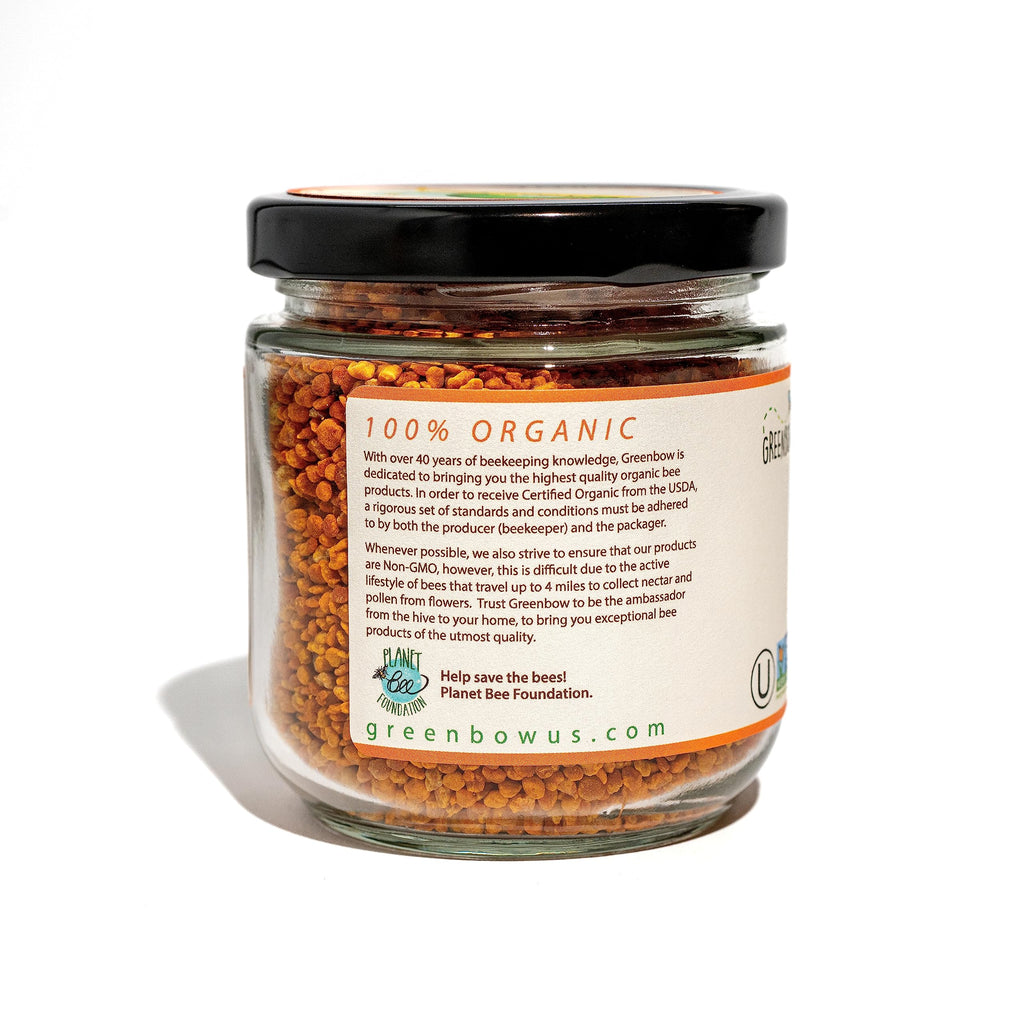 Greenbow Organic Bee Pollen – 100% USDA Organic, Non-GMO, Halal & Kosher | Gluten Free 155g
