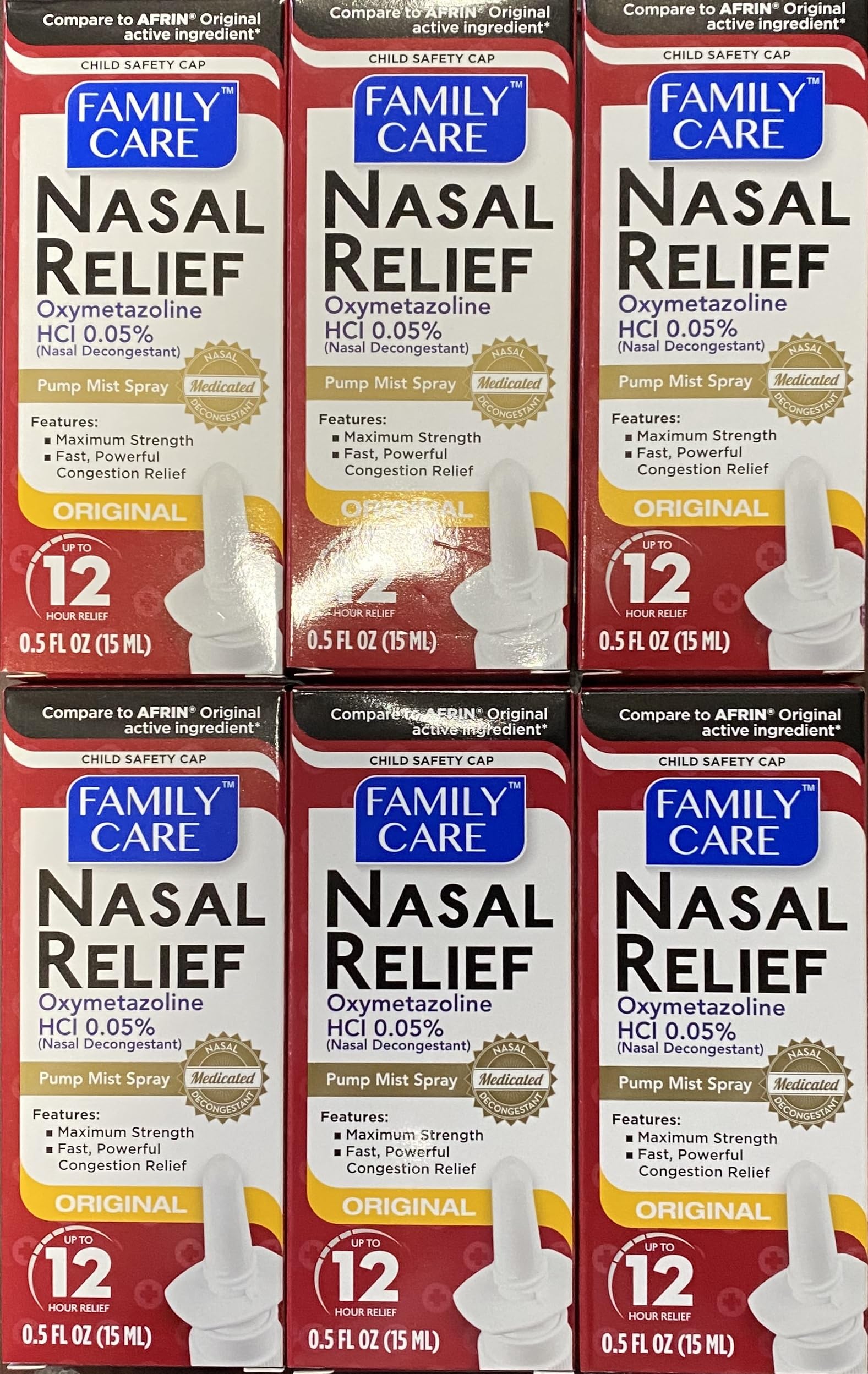Greenbrier Assured Nasal Relief Spray – 12 Hour Pump Mist, 6 Pack (0.5 fl oz each)