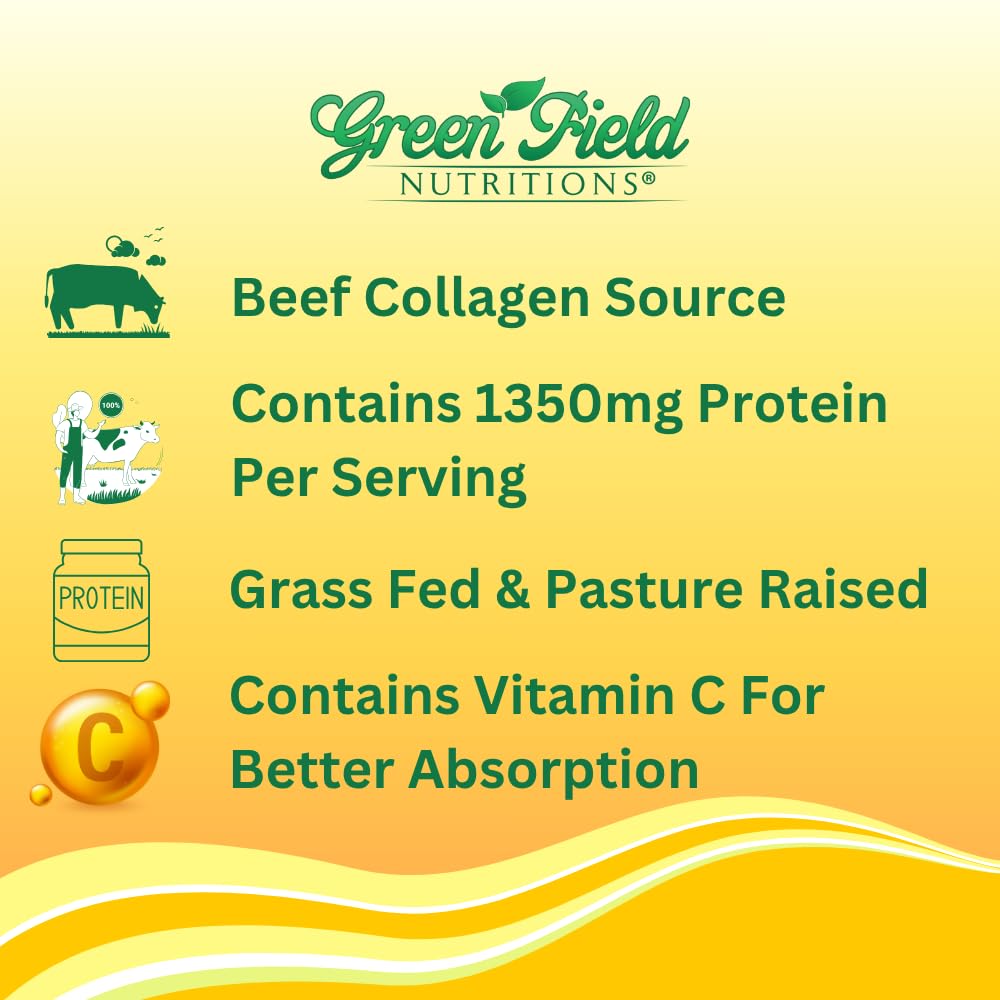 Greenfield Nutritions Halal Collagen Peptides 1500 mg Type I & III + Vitamin C 300 mg | 90 Capsules