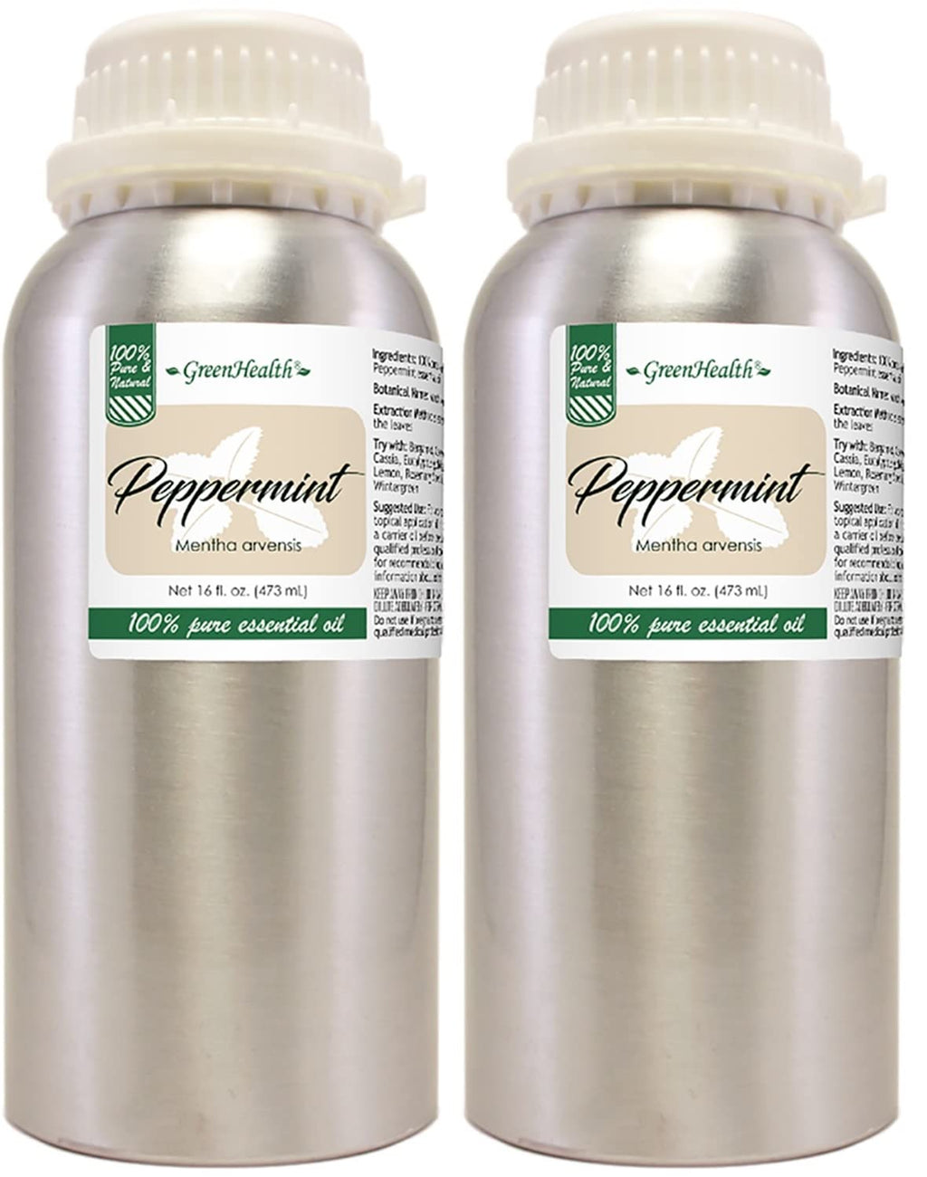 GreenHealth Peppermint Essential Oil – 2 Pack (32 oz) – 100% Pure & Uncut