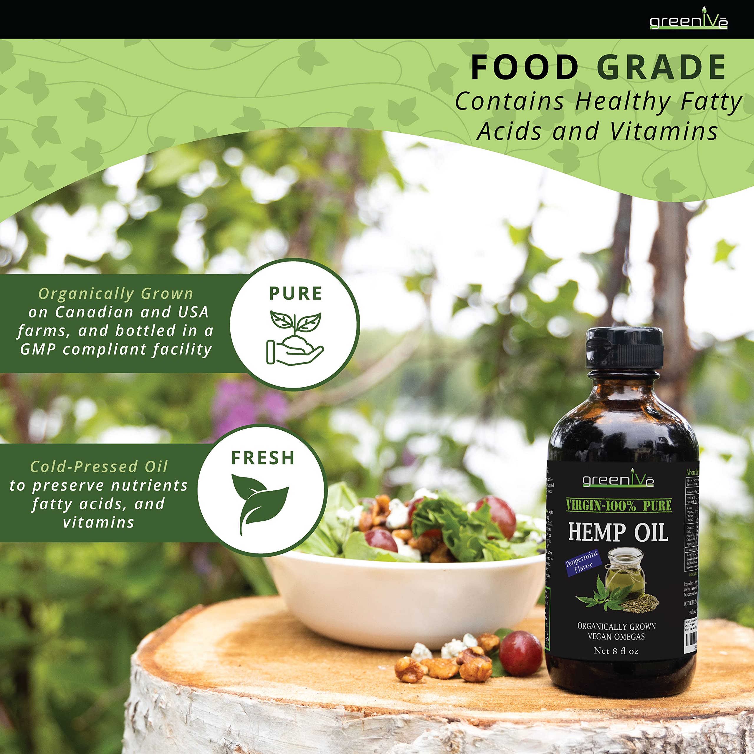 GreenIVe Organic Peppermint Hemp Oil 224,000mg – Cold Pressed (2-Pack)