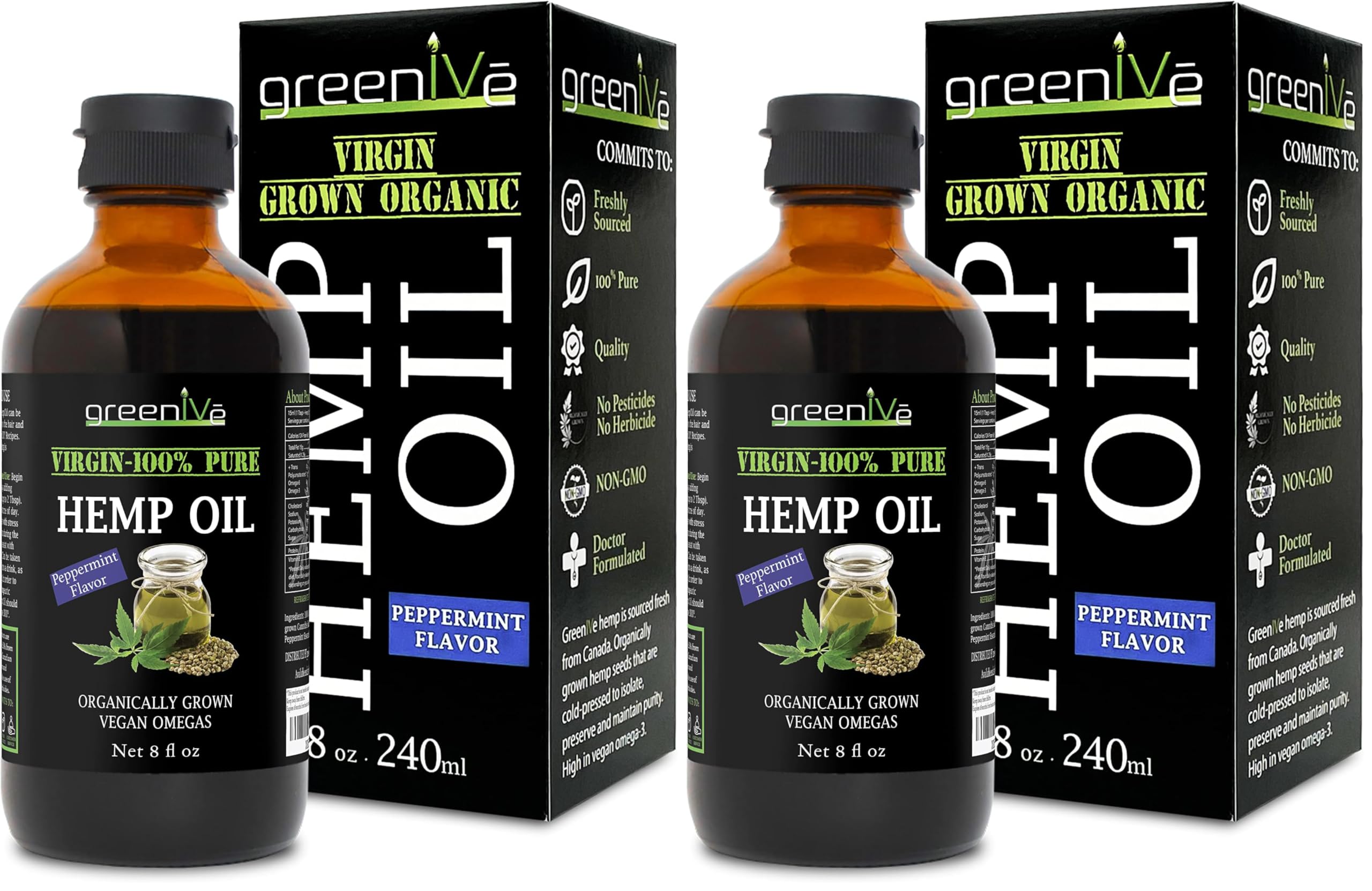 GreenIVe Organic Peppermint Hemp Oil 224,000mg – Cold Pressed (2-Pack)