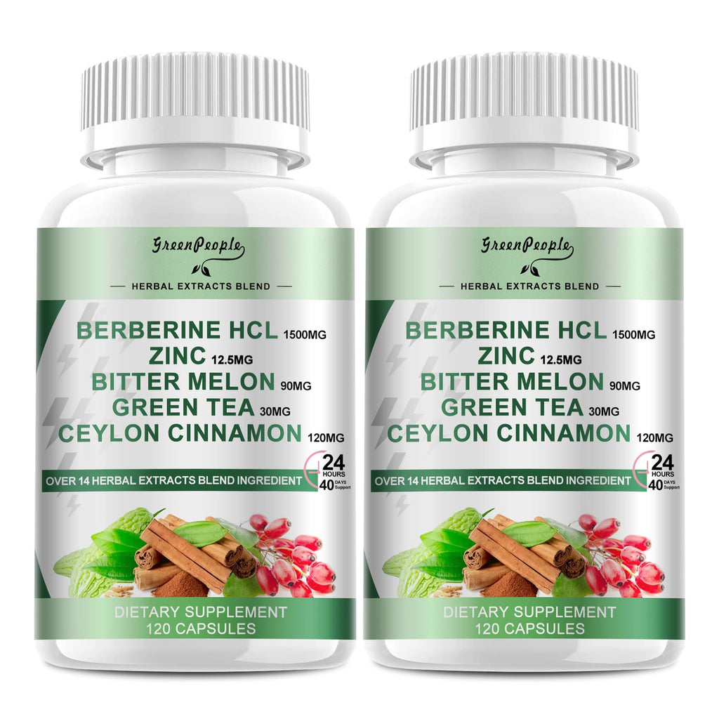 GREENPEOPLE Berberine with Cinnamon – 2 Pack, 120-Count