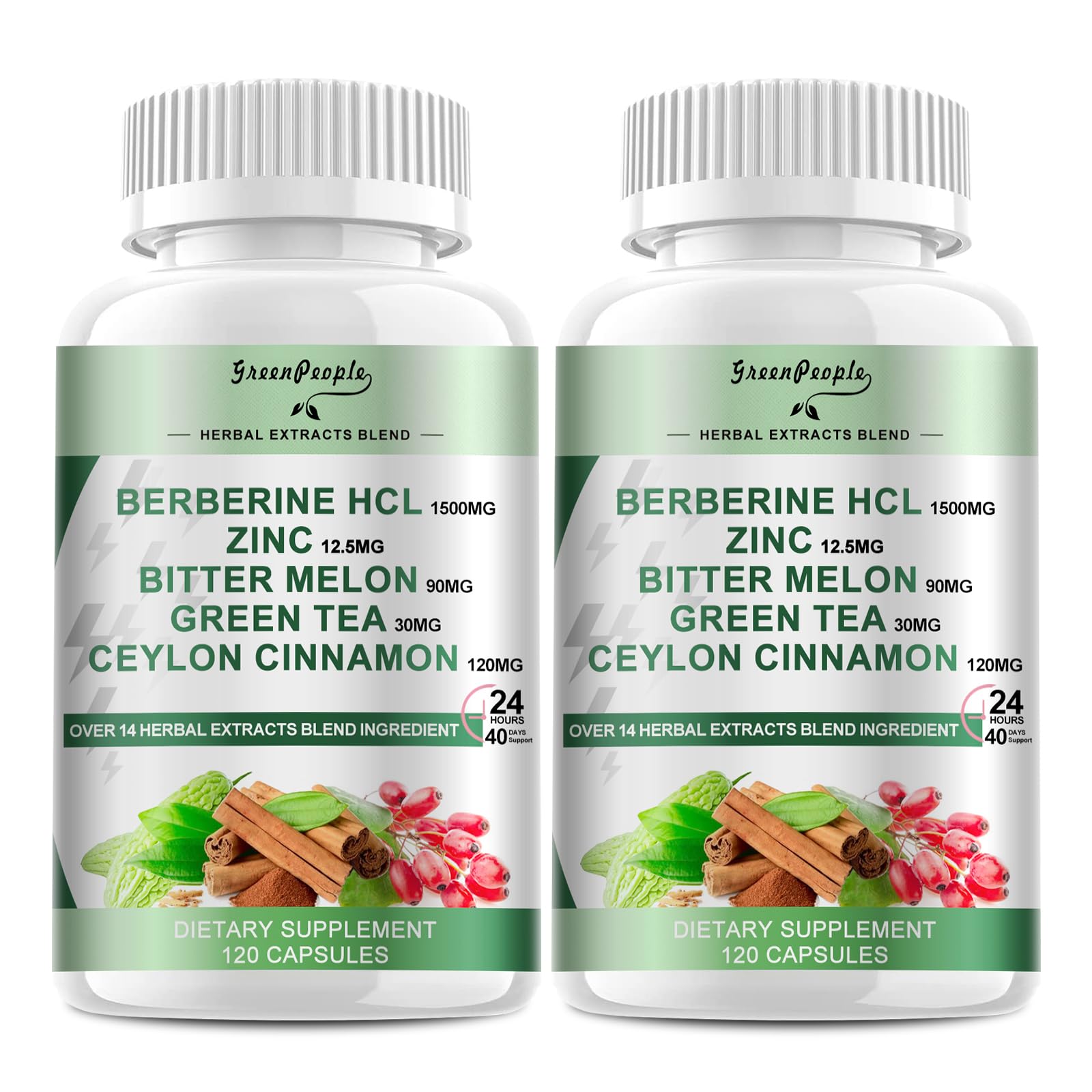 GREENPEOPLE Berberine with Cinnamon – 2 Pack, 120-Count