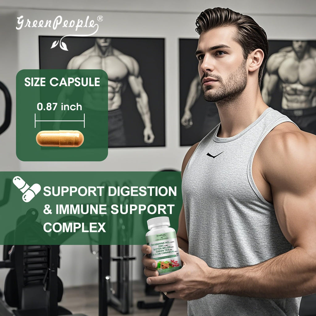 GREENPEOPLE Berberine Supplement with Ceylon Cinnamon - 1500mg Berberine, GLP-1 & AMPK Activation, Immune Support (60 Count)