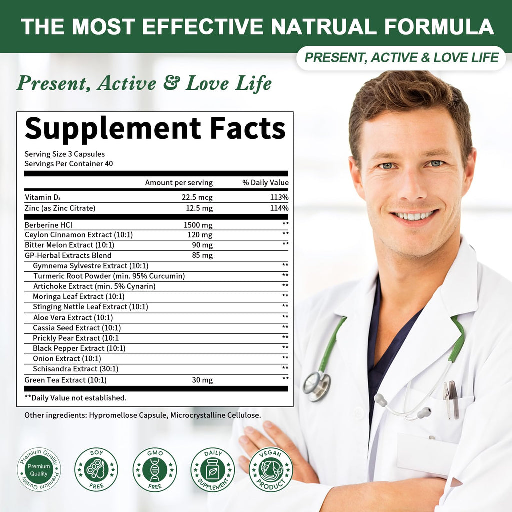 GREENPEOPLE Berberine 1500mg Liposomal - 120 Capsules | Immune Support & Energy