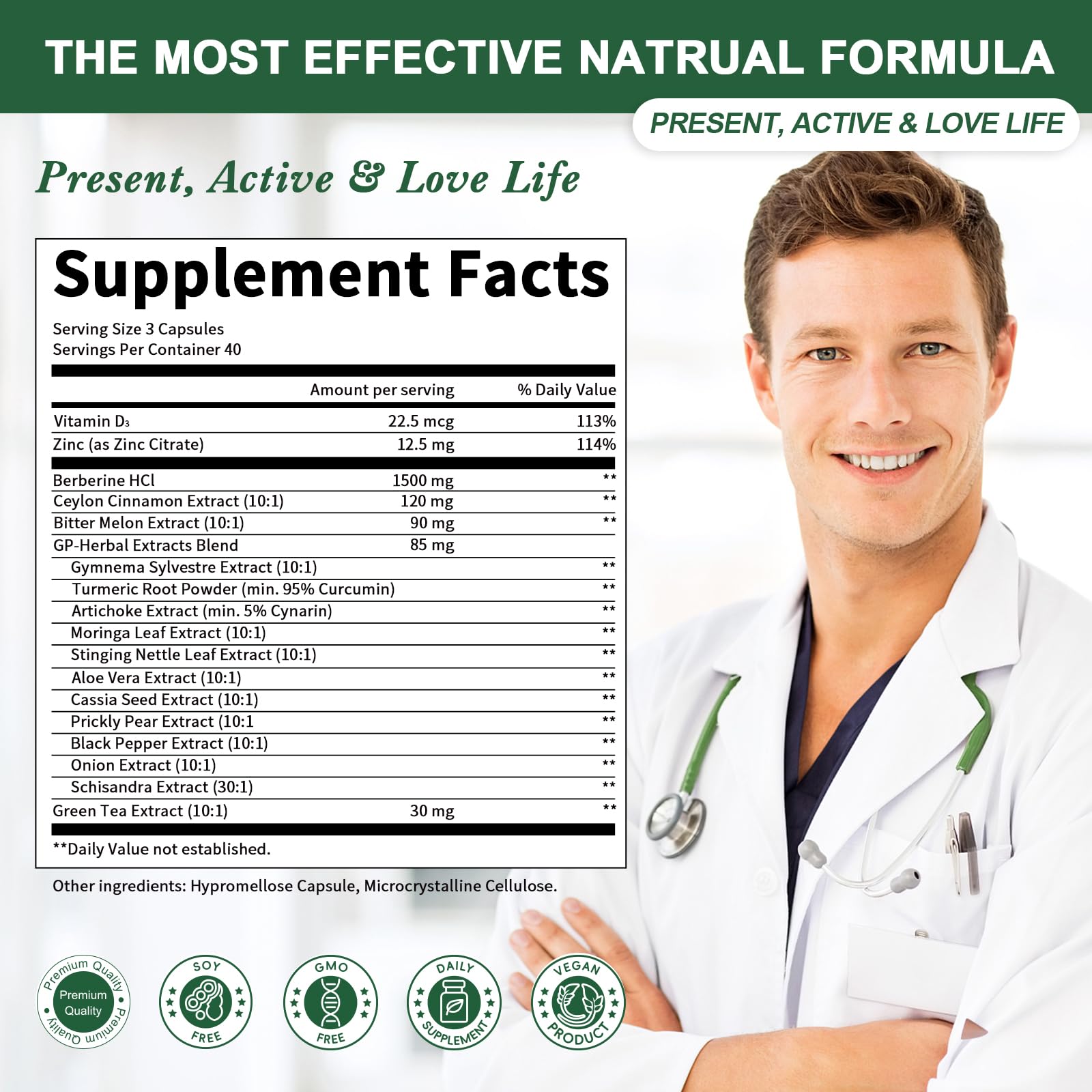 GREENPEOPLE Berberine 1500mg Liposomal - 120 Capsules | Immune Support & Energy