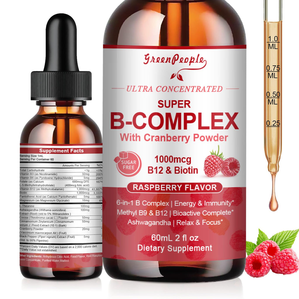 GREENPEOPLE Methylated B Complex | Methyl B12 & L-Methyl Folate | Energy, Immunity & Cognitive Support | Vegan, 2 fl oz, 2 Pack