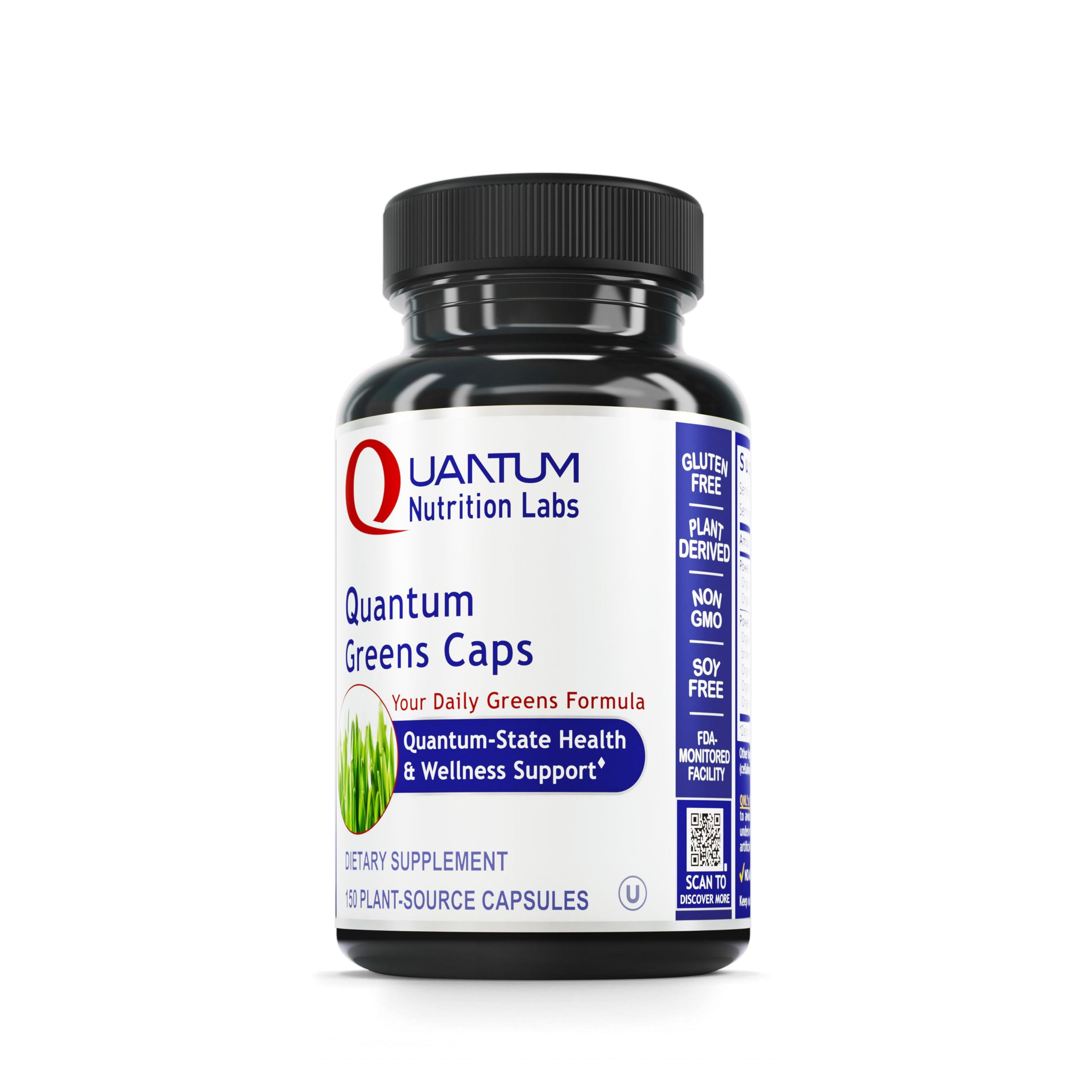 Quantum Nutrition Labs Greens Capsules – Super Greens, Organic Veggie Pills, 150 Vegetarian Capsules