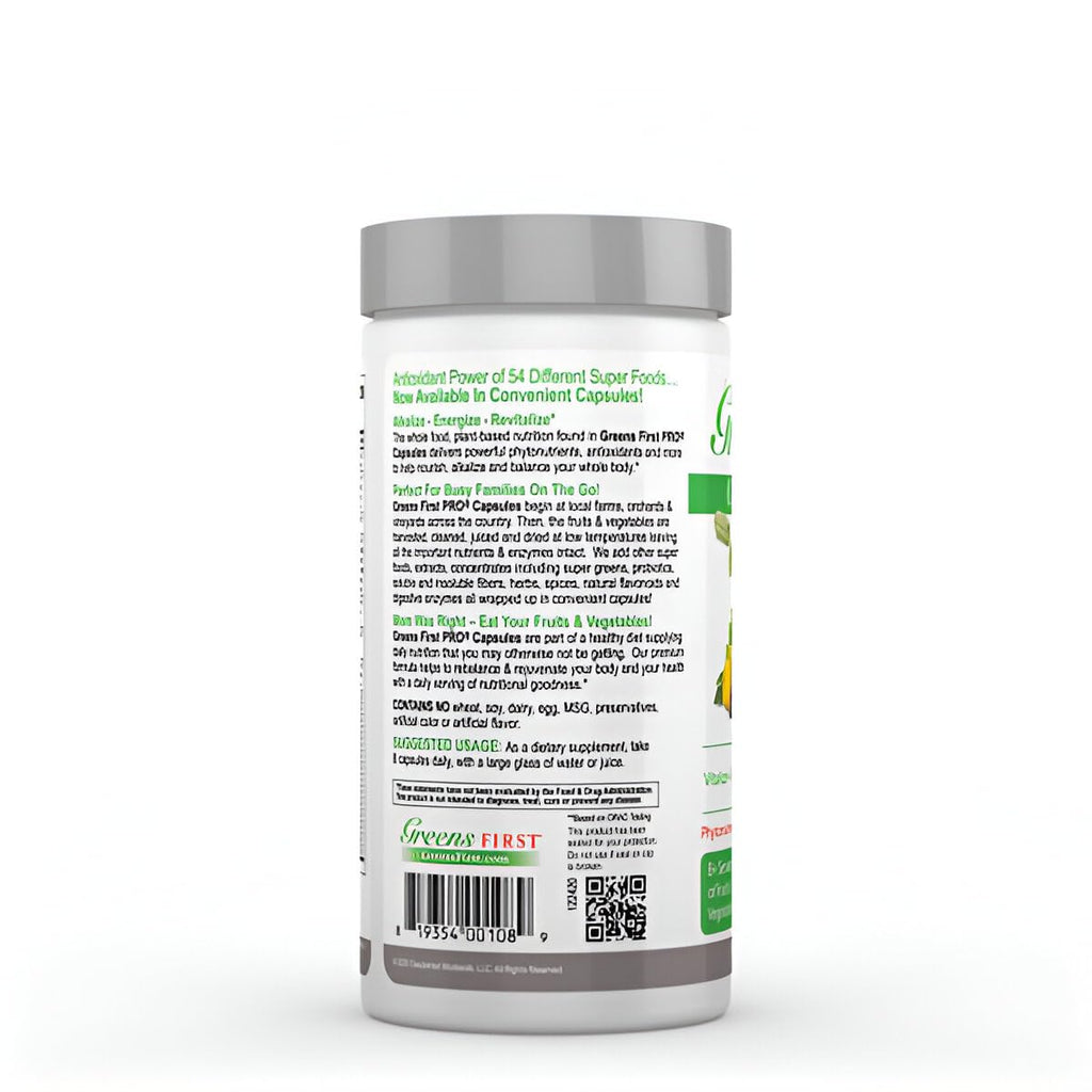Greens First Phytonutrient Capsules – 54 Superfoods, Organic Fruits & Veggies, Probiotics & Digestive Enzymes – 180 Capsules