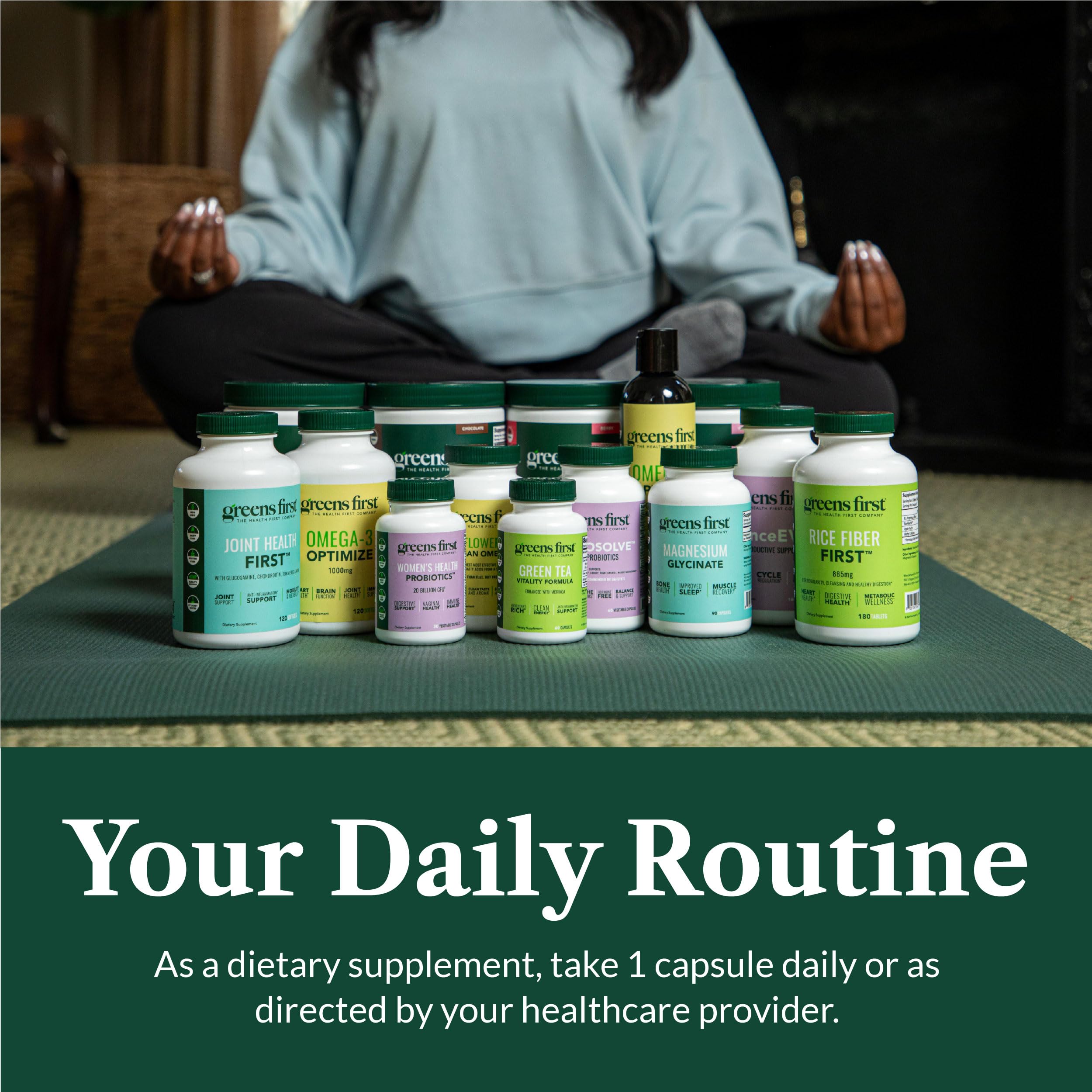 Greens First Probiotics - 20 Billion CFU, FOS Soluble Fiber - Gut Health, Skin Support - 30 Servings