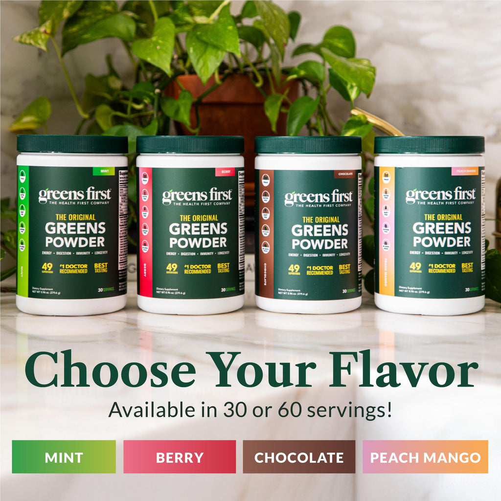 Greens First Original Greens Powder - 49 Superfoods, Chocolate, 60 Servings | Vegan & Non-GMO