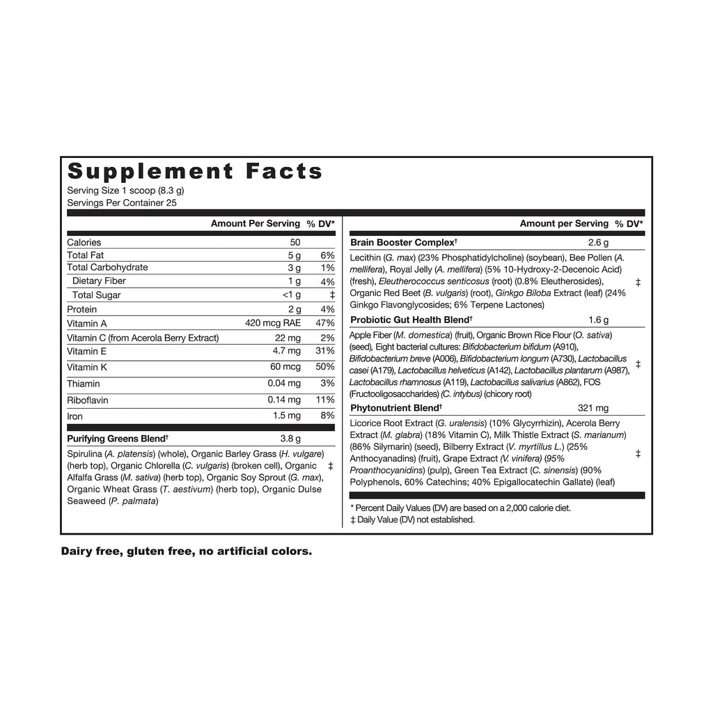 Genuine Health Greens+ Original Superfood Powder – Unsweetened, Stevia-Free (208g)