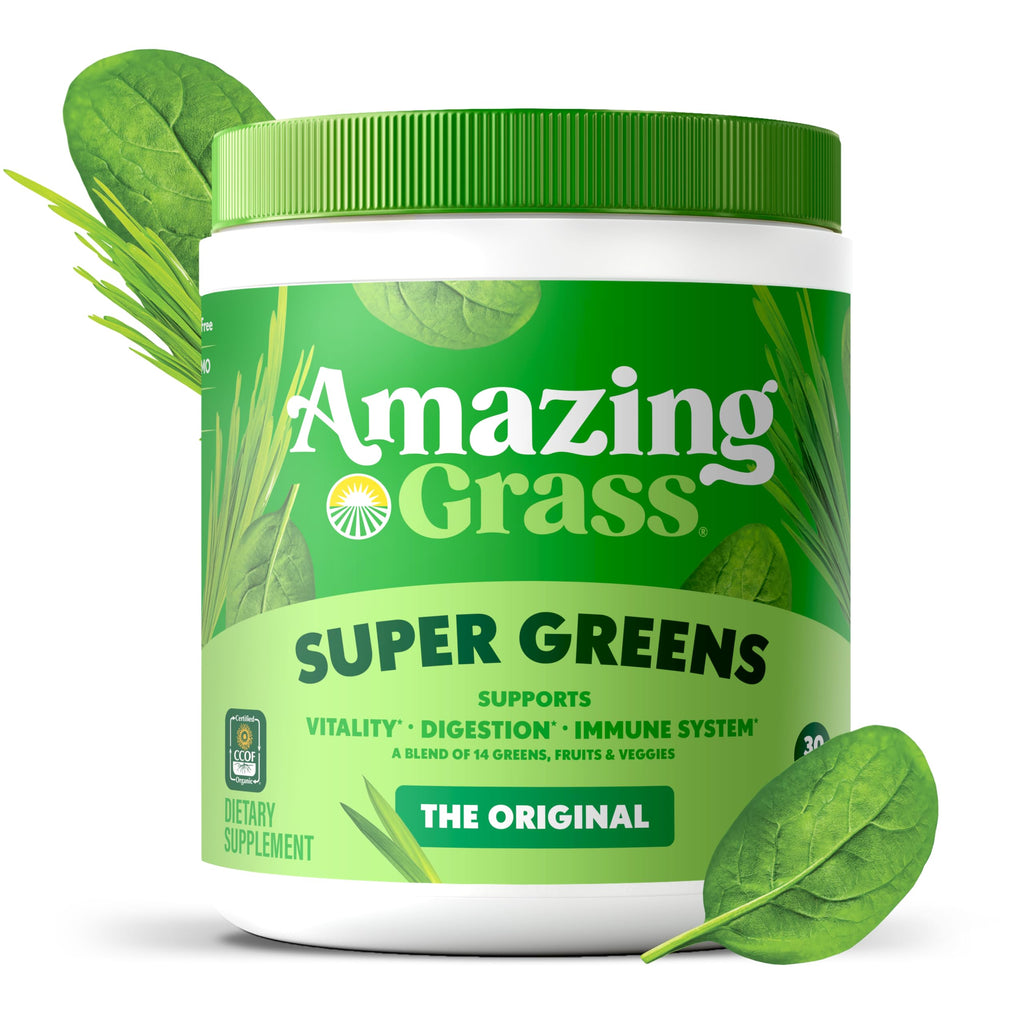 Amazing Grass Greens Blend Superfood – Organic Greens Powder with Spirulina & Probiotics