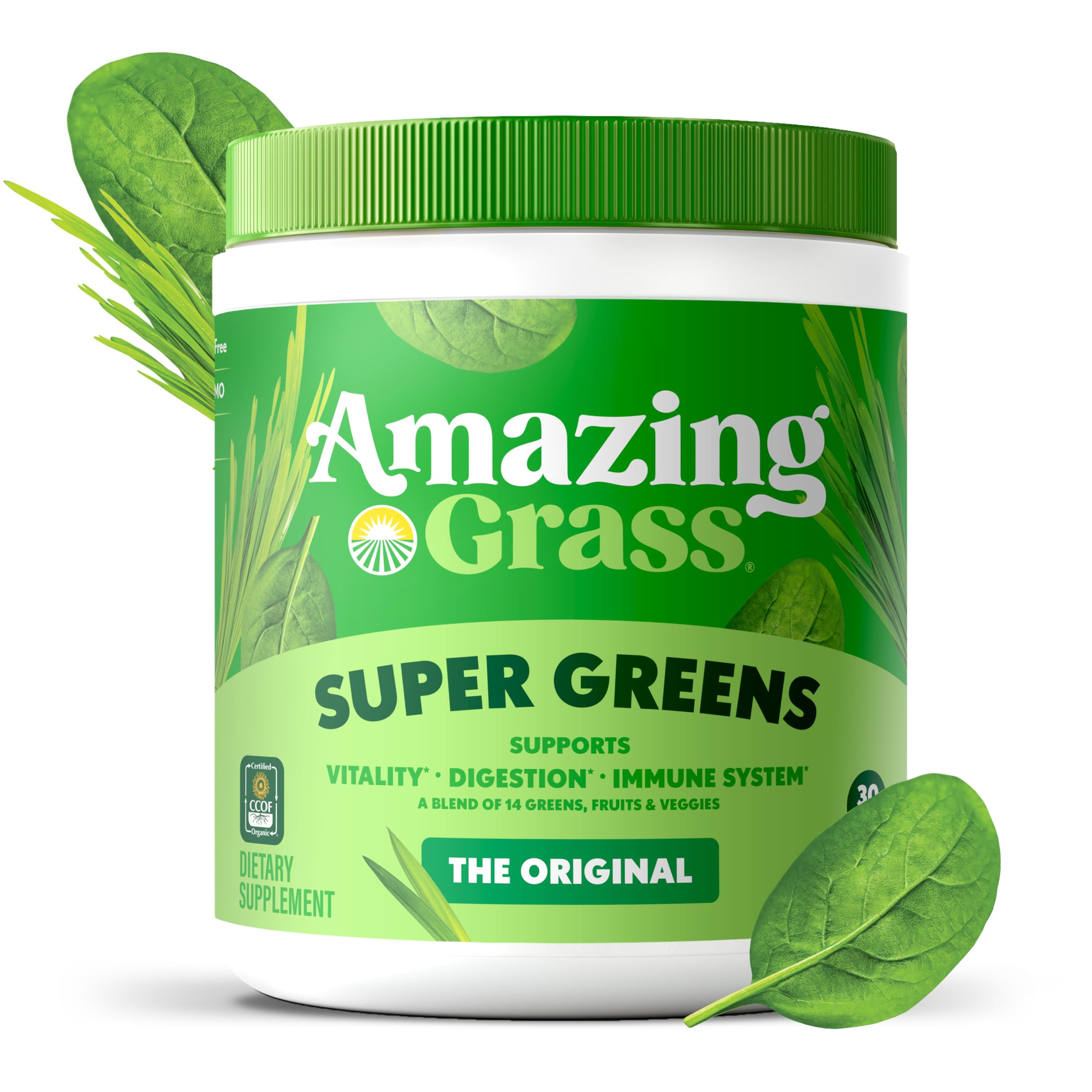 Amazing Grass Greens Blend Superfood – Organic Greens Powder with Spirulina & Probiotics