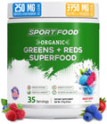 Sport Food Greens & Reds Superfood Powder – Mixed Berry (35 Servings) | 25+ Super Fruits & Veggies