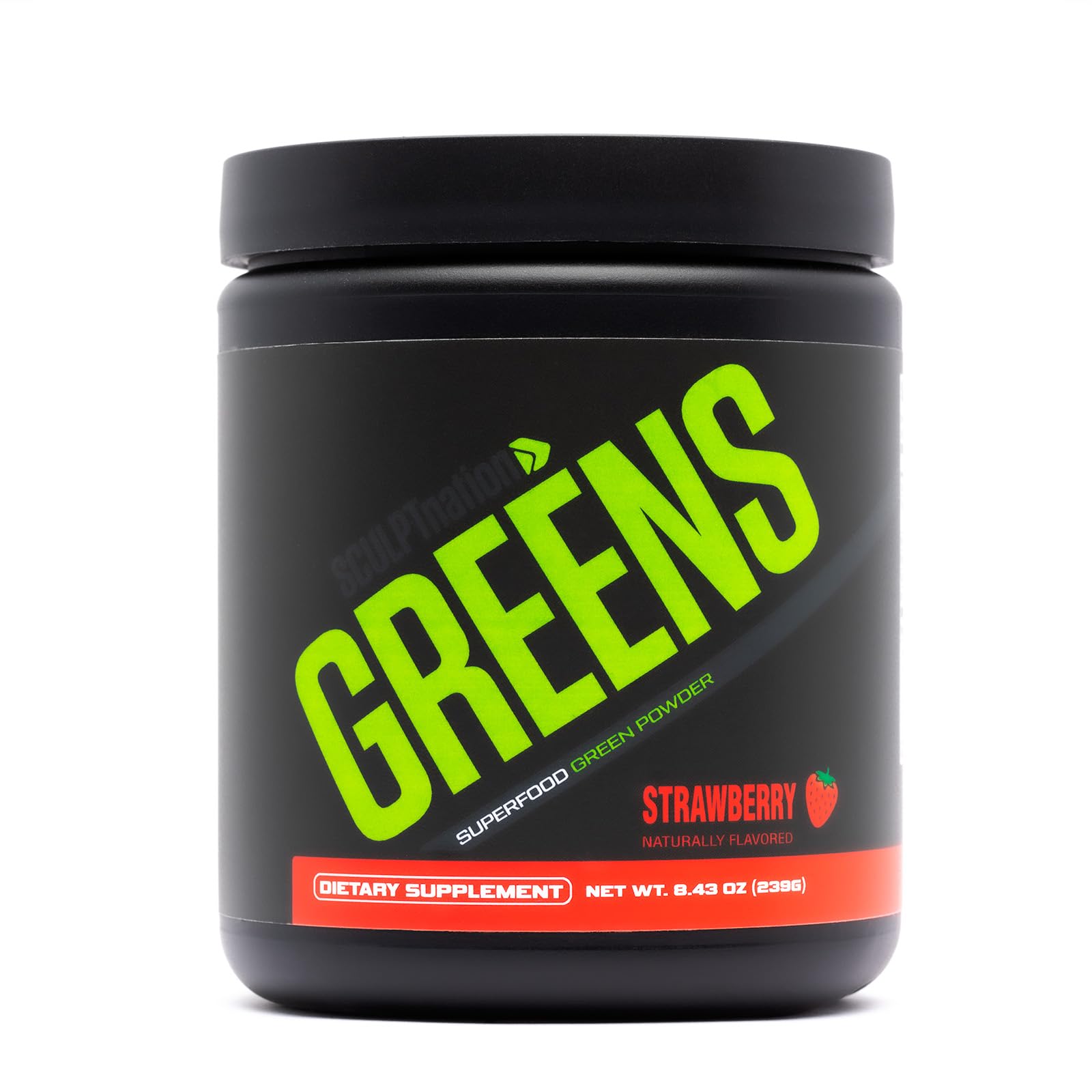 Sculpt Nation Greens Strawberry Powder with Collagen – Skin, Digestion & Energy