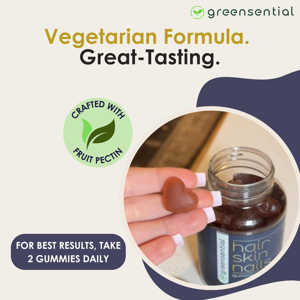 Greensential Sugar-Free Hair Skin Nails Gummies | 5,000 mcg Biotin | Vegetarian & Non-GMO | Made in USA