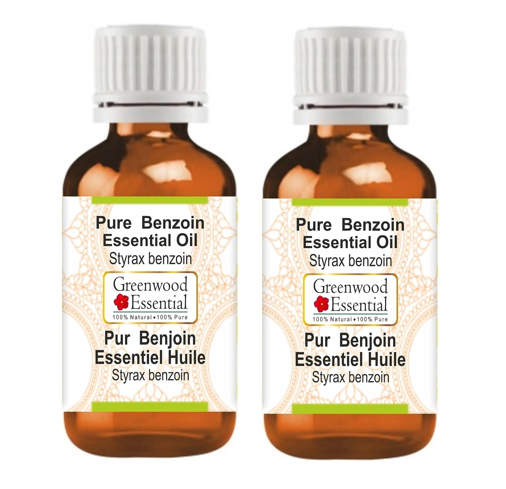 Greenwood Essential Benzoin Essential Oil (Styrax Benzoin) — Pure, Steam-Distilled, 100ml × 2