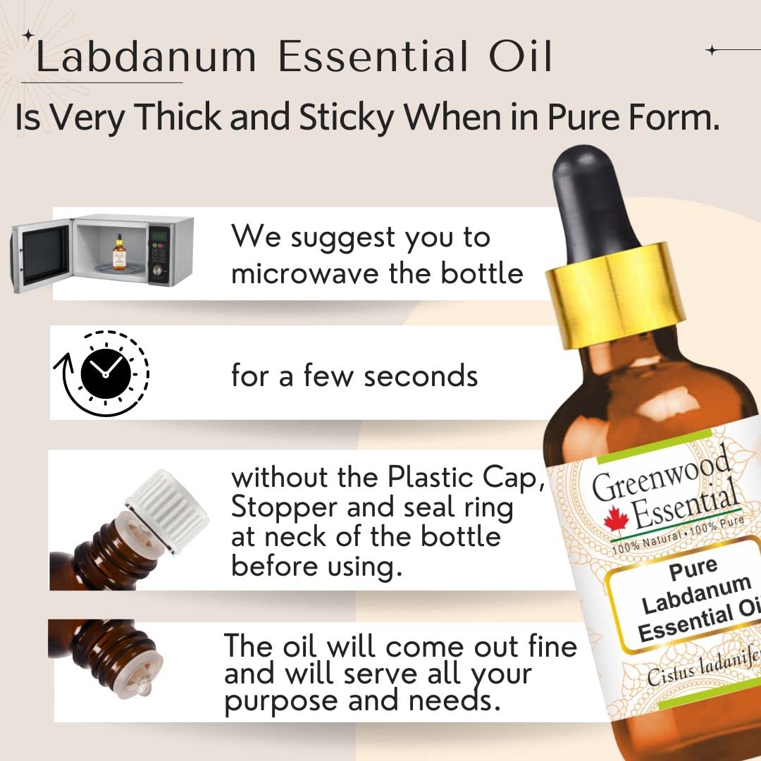 Greenwood Essential Pure Labdanum Essential Oil – Steam Distilled 100ml (3.38 oz)
