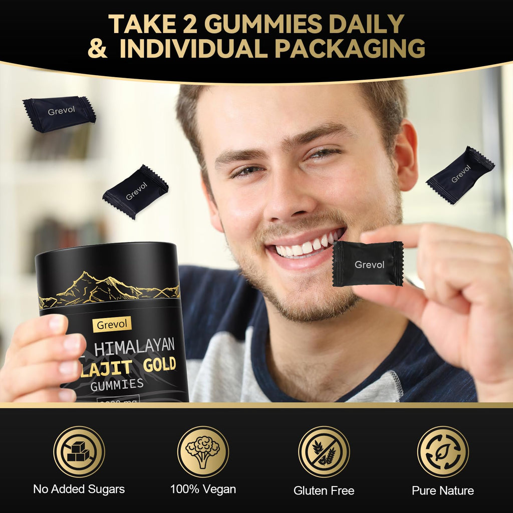Grevol Himalayan Shilajit Gummies – Gold Grade Shilajit with Ashwagandha