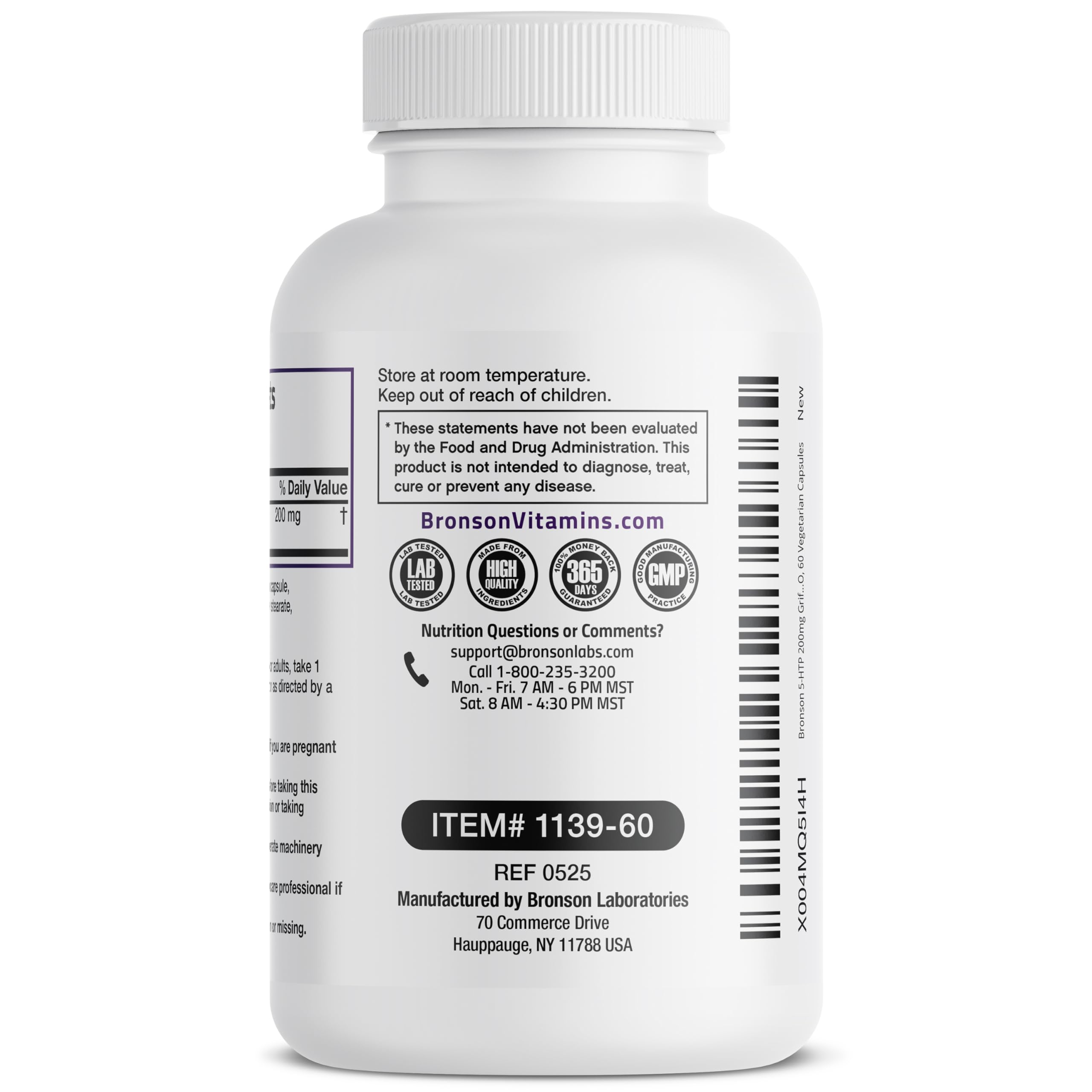 Bronson 5-HTP 200mg (Griffonia Simplicifolia) Non-GMO – 60 Vegetarian Capsules
