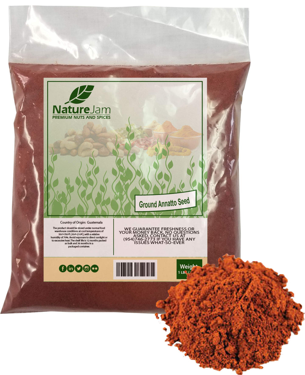 Ground Annatto Seed Powder 1 lb Bulk Bag | Vitamin E Tocotrienols