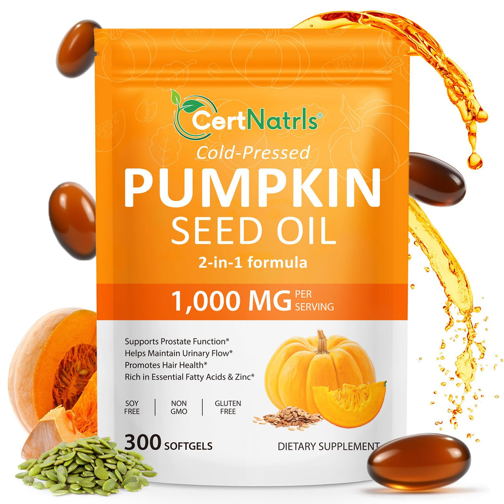 GTZSXNP Pumpkin Seed Oil Capsules 2 in 1 – Hair & Prostate Health (Non-GMO)