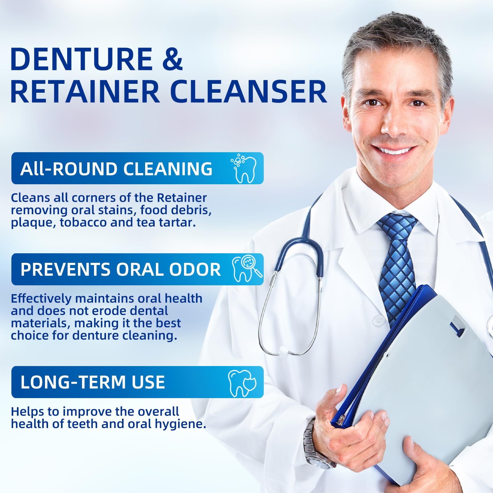 Retainer & Denture Cleaner Kit - 120 Tablets | Mouth Night Guard Case