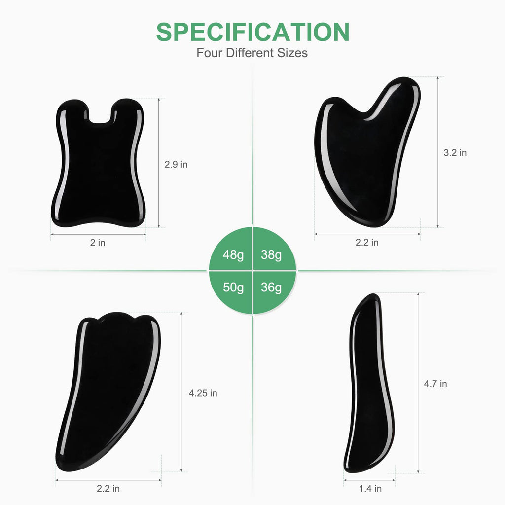 airogym Guasha Massage Tool – 4pc Natural Gua Sha Board Set