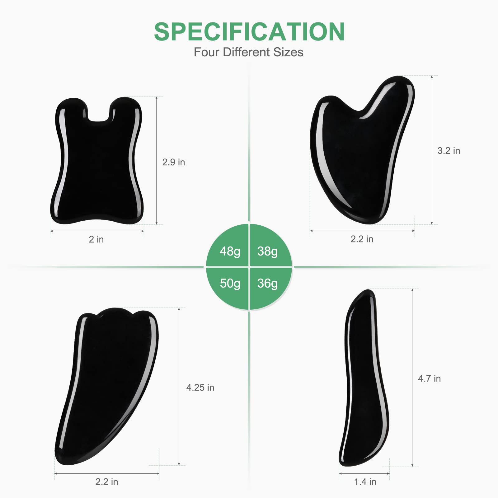 airogym Guasha Massage Tool – 4pc Natural Gua Sha Board Set