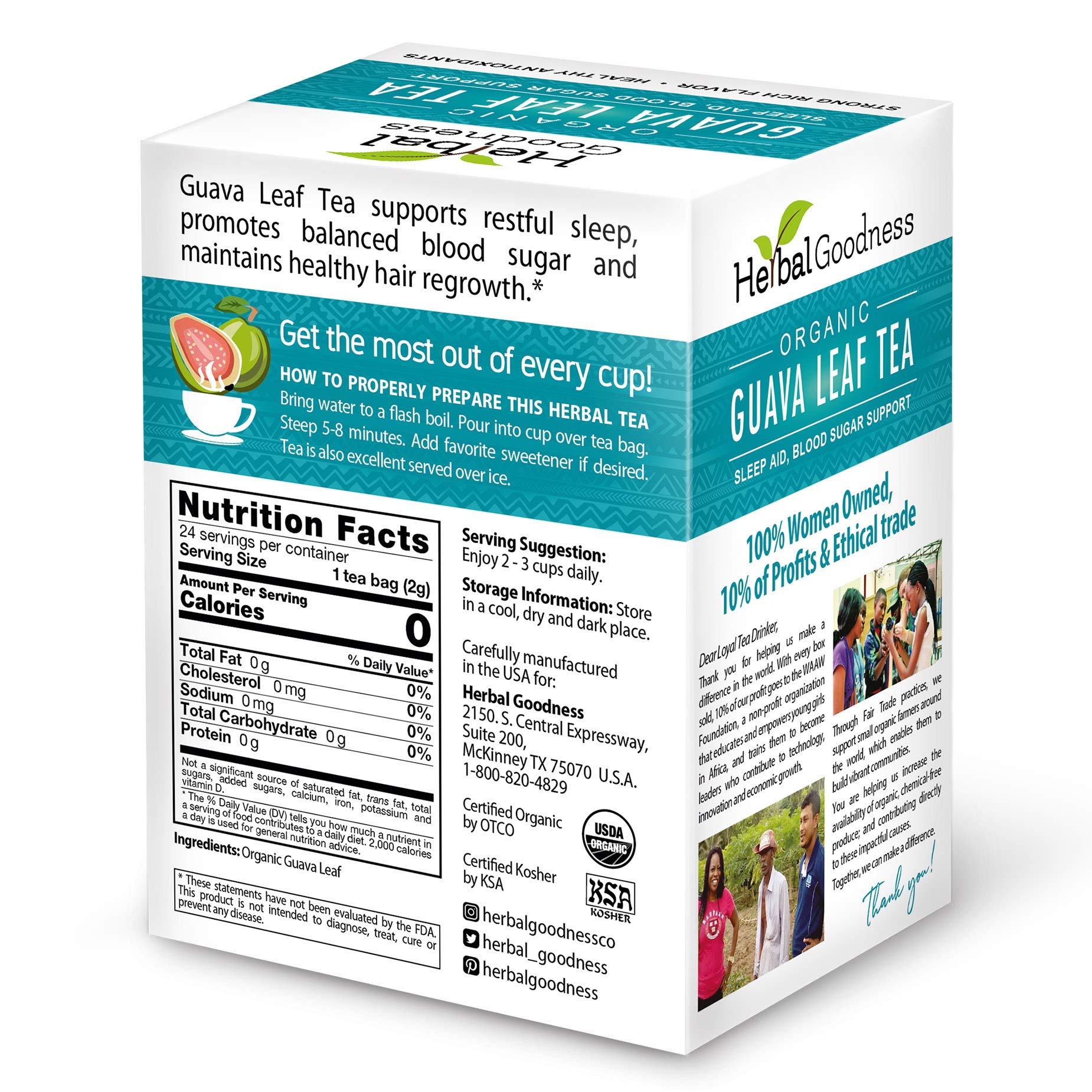 Guava Leaf Tea – 24 Bags, 100% Organic Guava Leaves | Immune Support